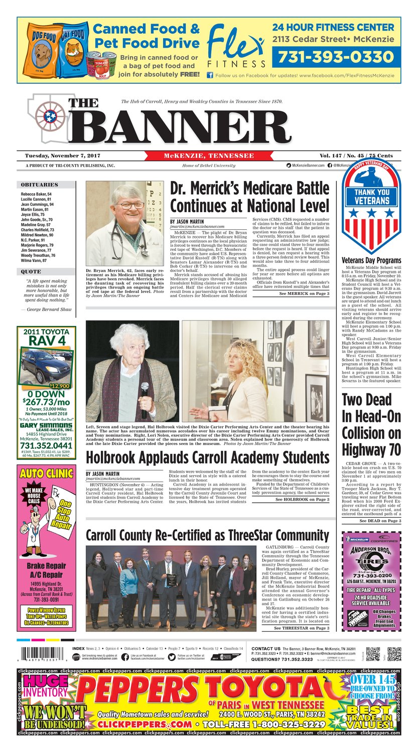 McKenzie Banner Nov. 7, 2017