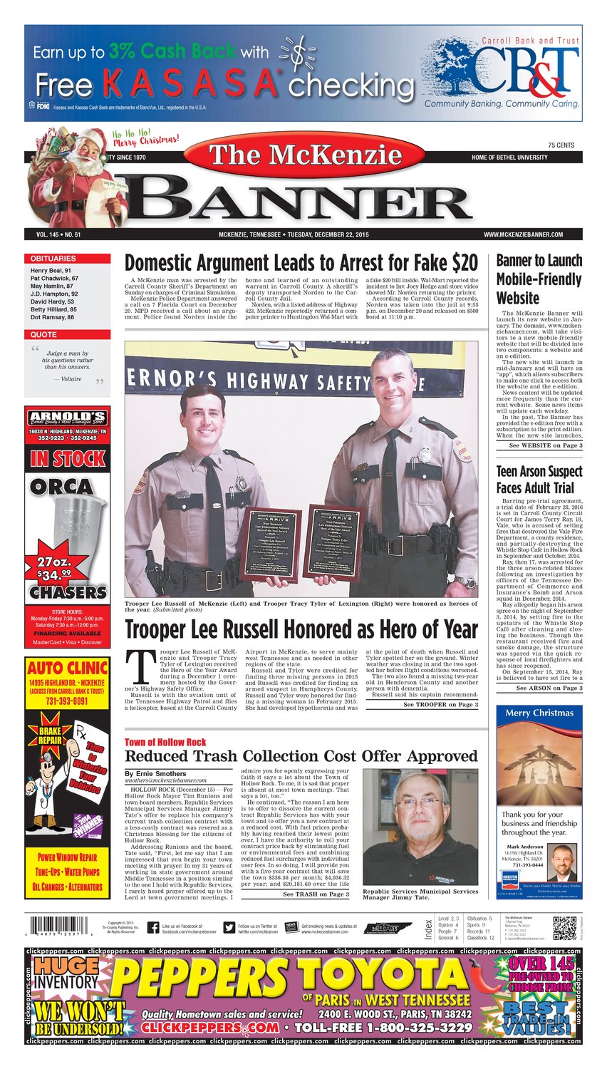 McKenzie Banner Dec. 22, 2015