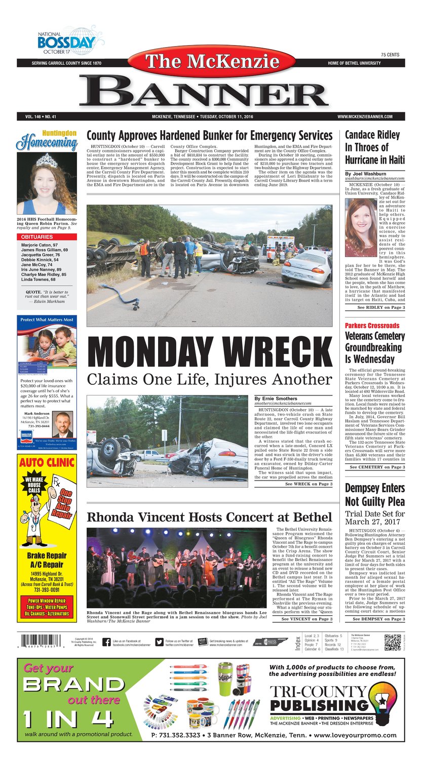McKenzie Banner Oct. 11, 2016