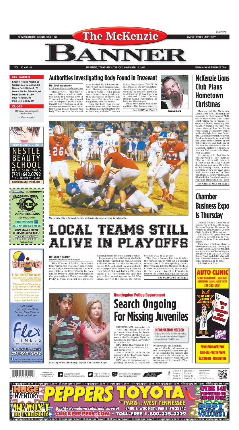 McKenzie Banner Nov. 17, 2015