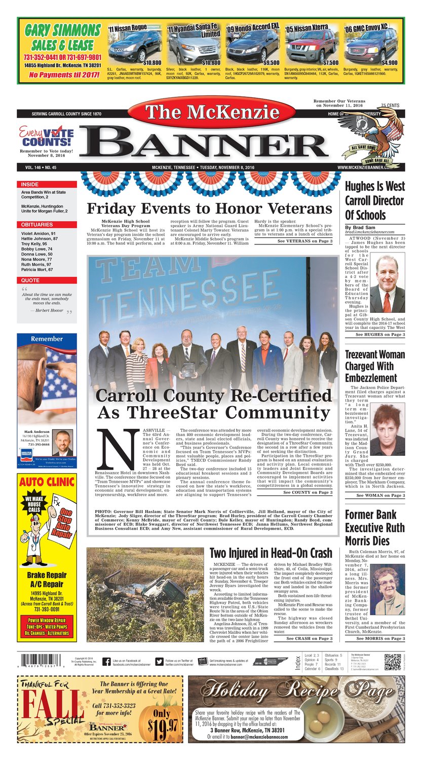 McKenzie Banner Nov. 8, 2016
