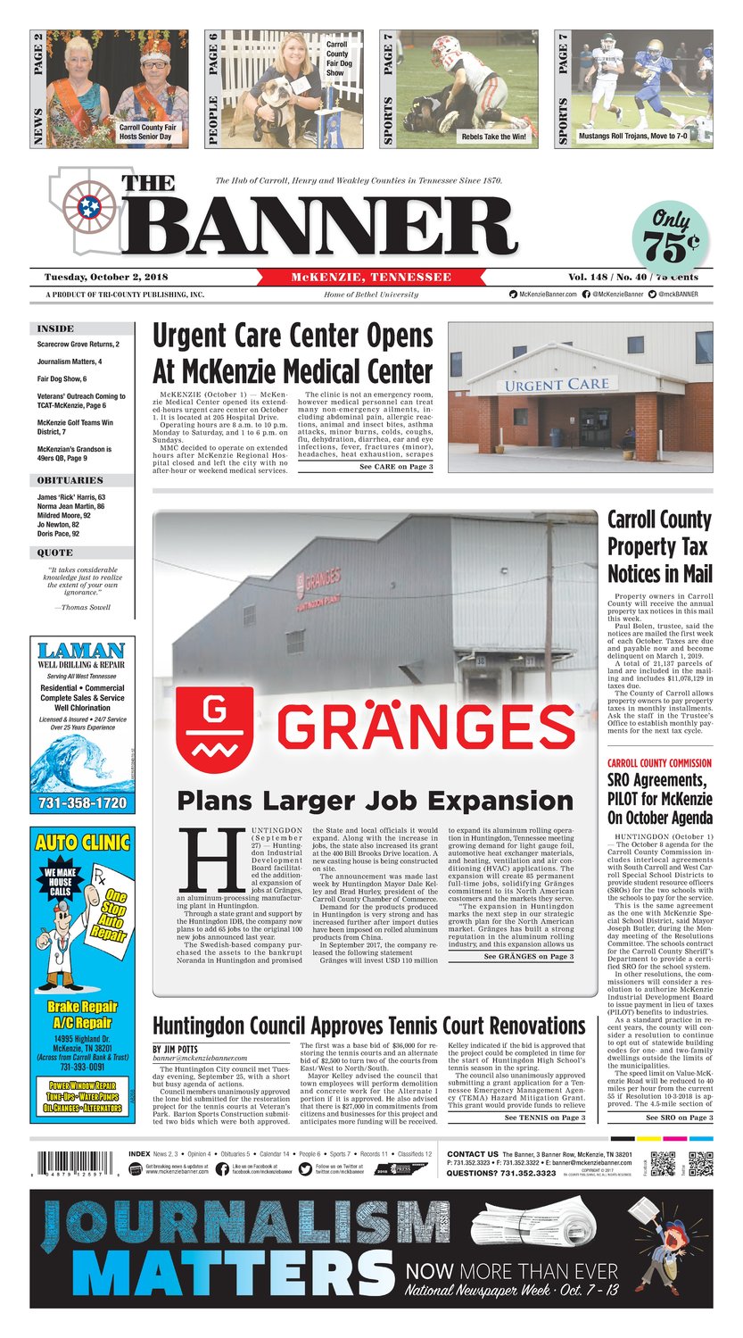 McKenzie Banner Oct. 2, 2018