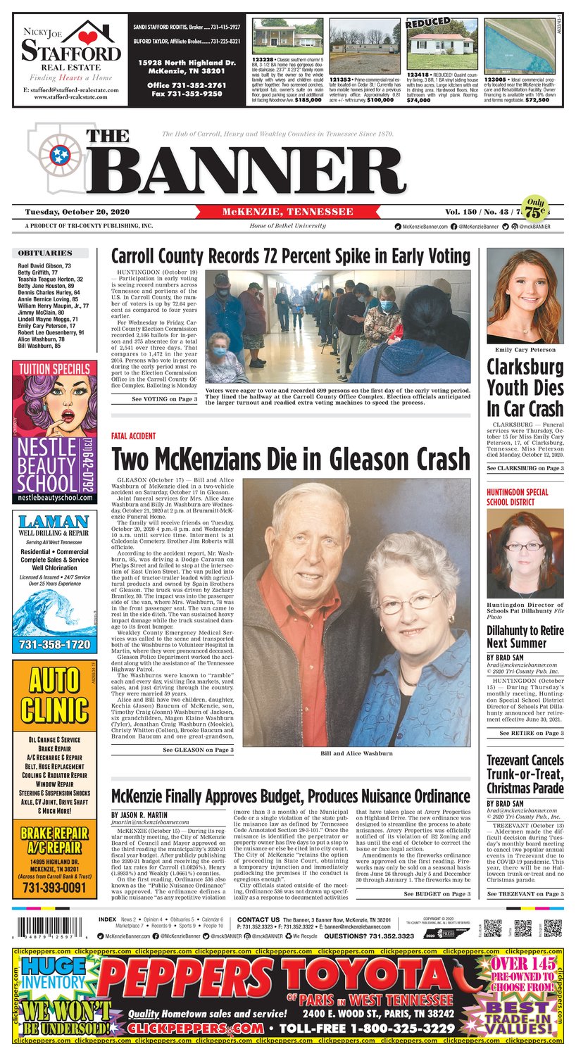 McKenzie Banner October 20, 2020