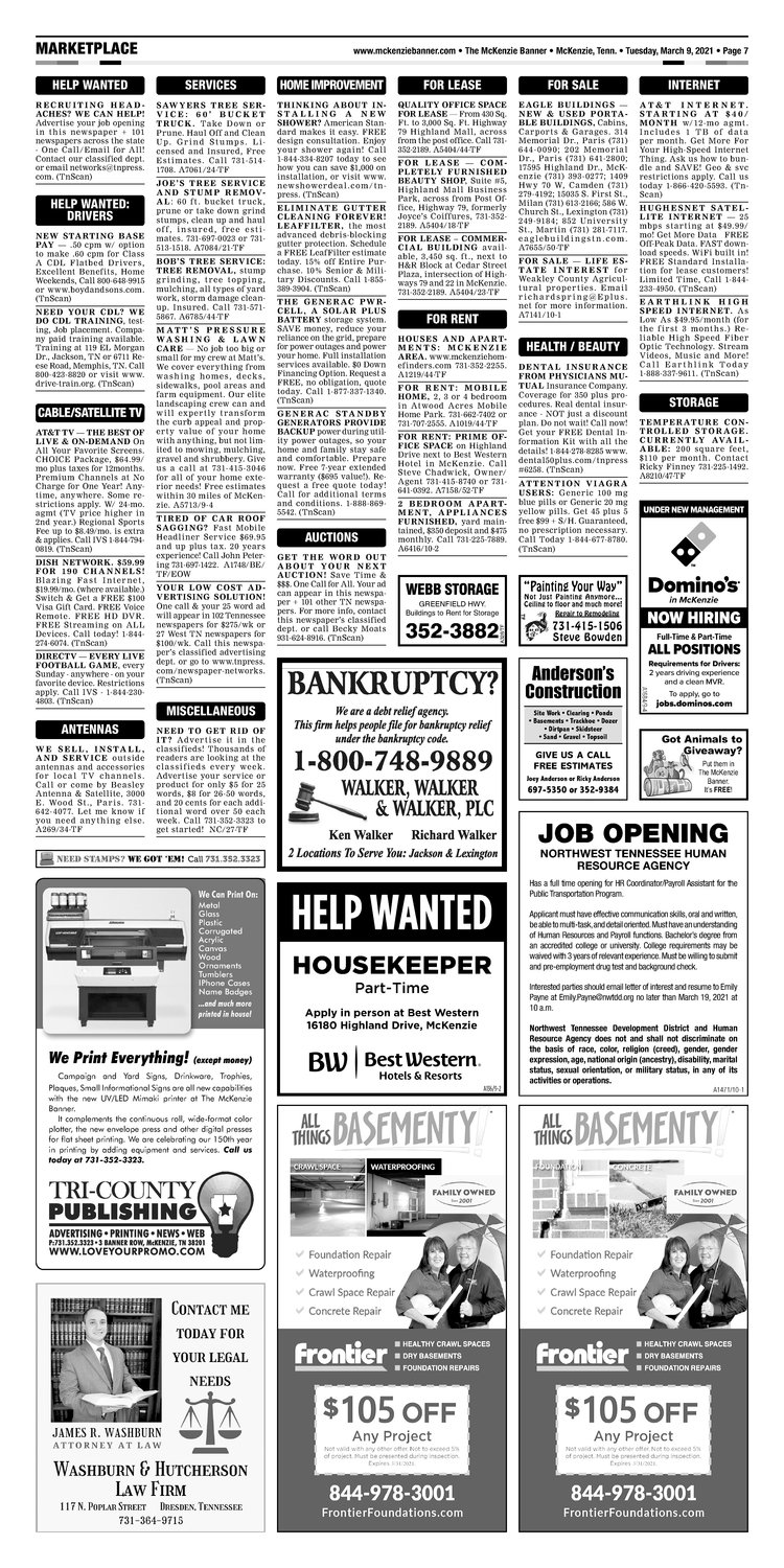 McKenzie Banner Classifieds 3-9-21