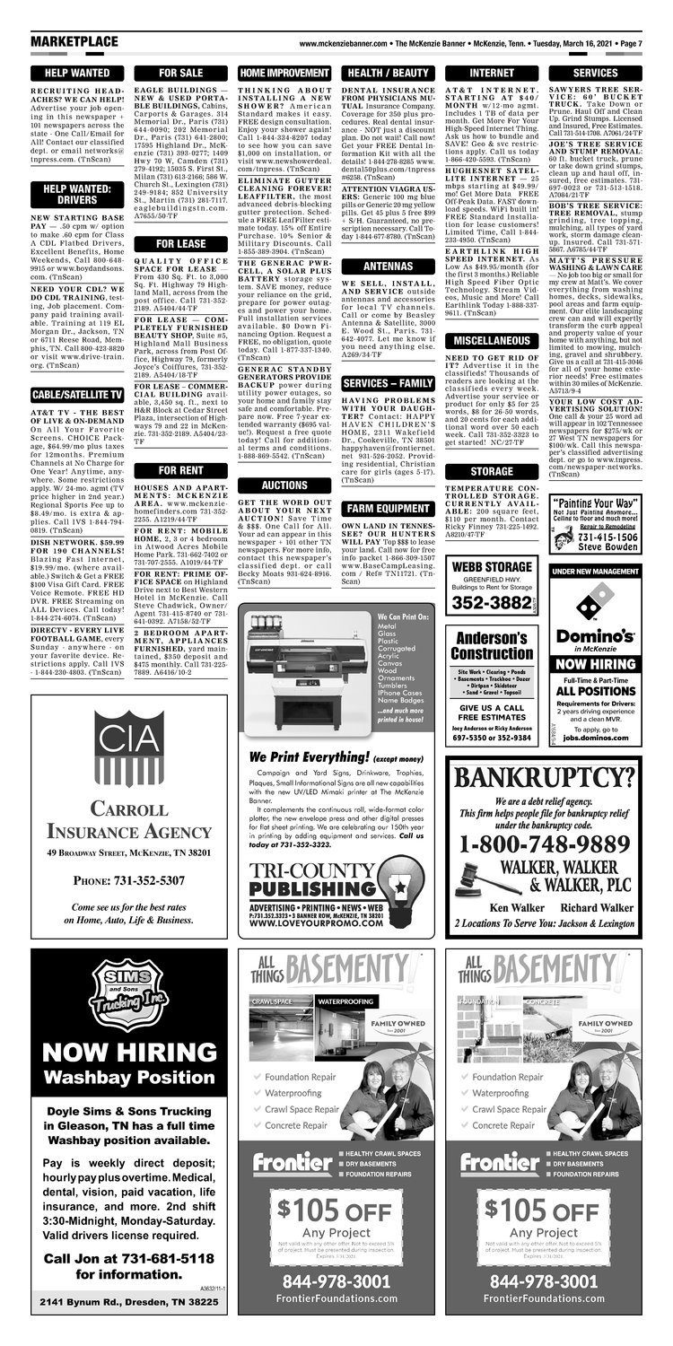 McKenzie Banner Classifieds 3-16-21
