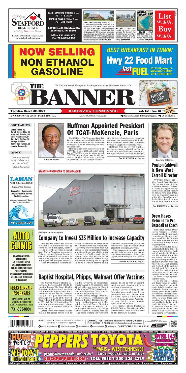 McKenzie Banner March 30, 2021