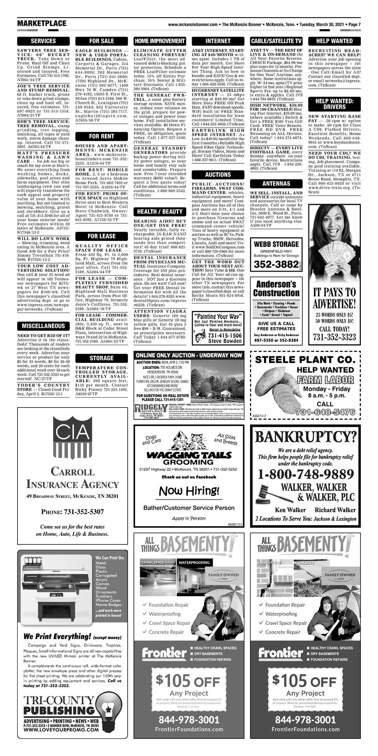 McKenzie Banner Classifieds 3-30-21