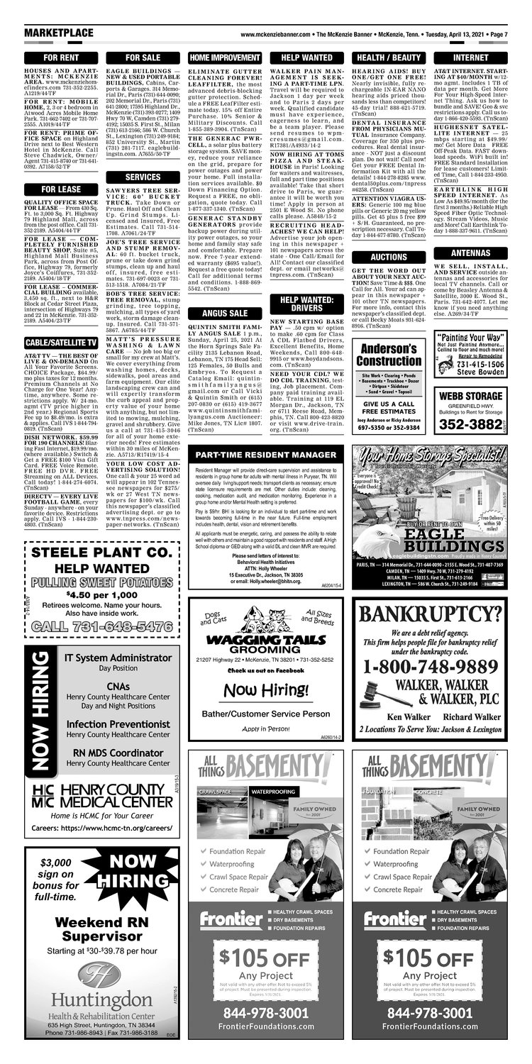 McKenzie Banner Classifieds 4-13-21
