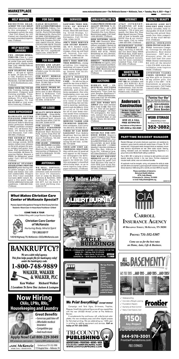 McKenzie Banner Classifieds 5-4-21