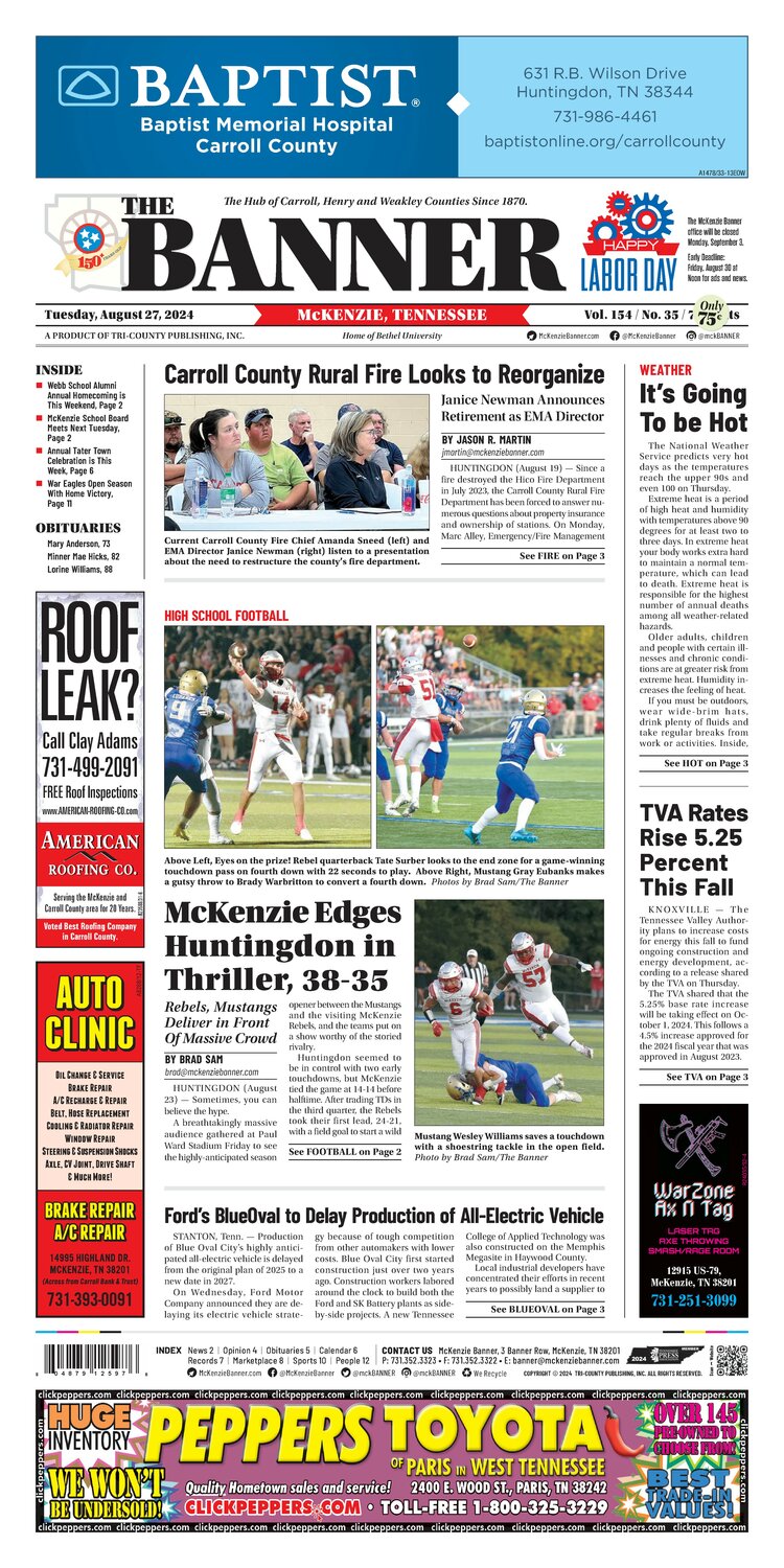 McKenzie Banner August 27, 2024