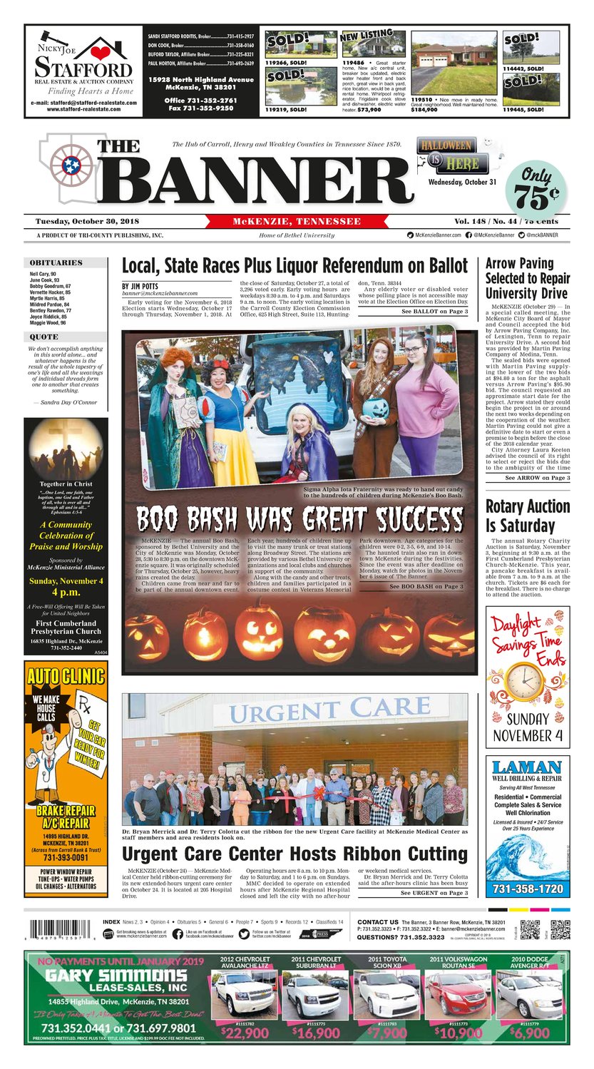 McKenzie Banner Oct. 30, 2018