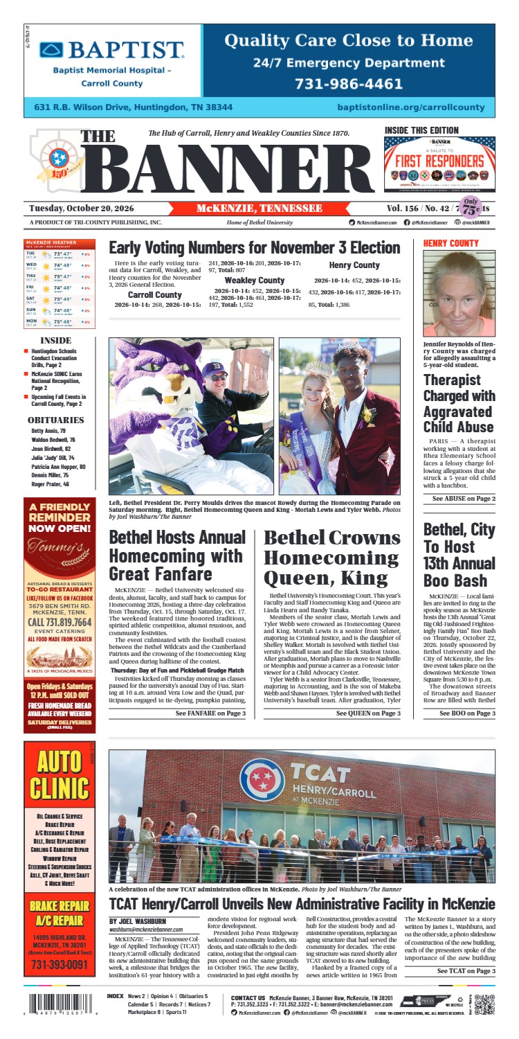 McKenzie Banner October 20, 2026 + A Salute to First Responders