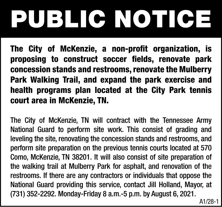 City of McKenzie - Public Notice