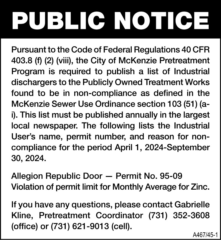 Public Notice - Water Allegion