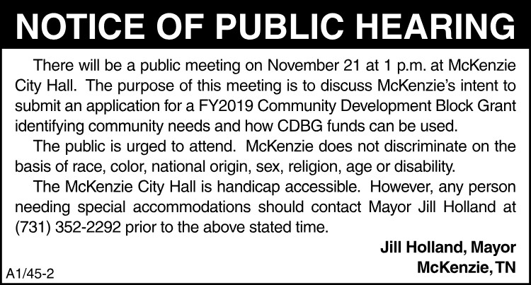 Public Hearing - CDBG Meeting Nov 21