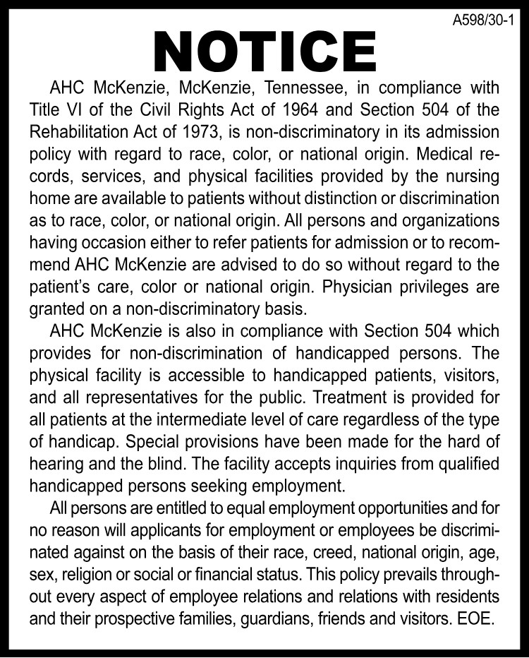 Notice - AHC McKenzie