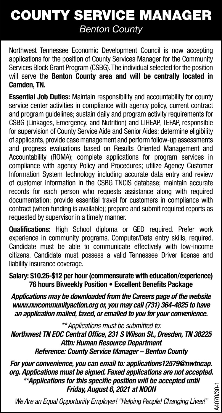NWTN Economic Development - County Service Manager