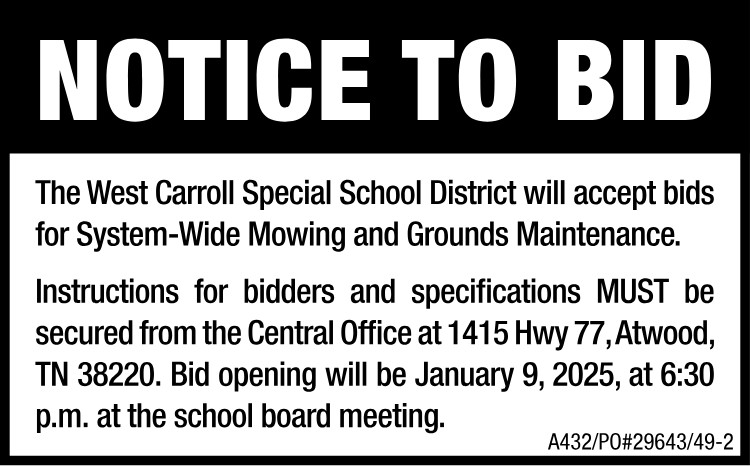 Notice to Bid - WCSSD Mowing