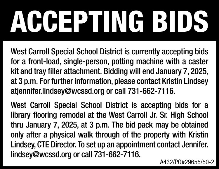 Accepting Bids - WCSSD Potting Machine