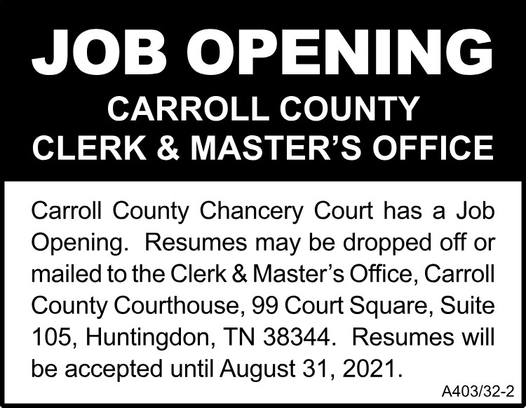 Carroll County Clerk & Master's Office - Job Opening