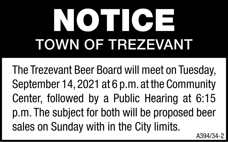 Notice - Trezevant Beer Board