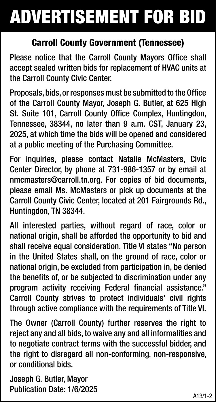 Advertisement for Bid - Replacement HVAC