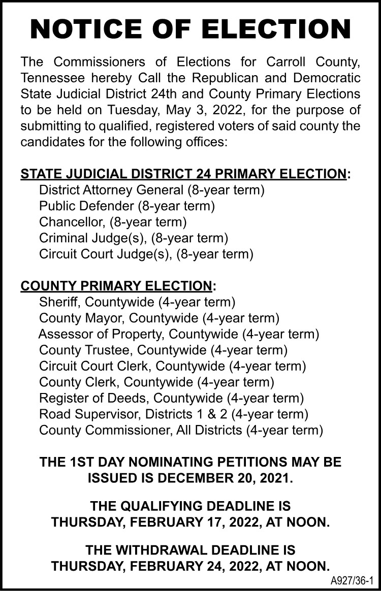 Notice of Election