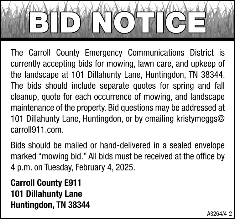 Bid Notice - E911 Mowing