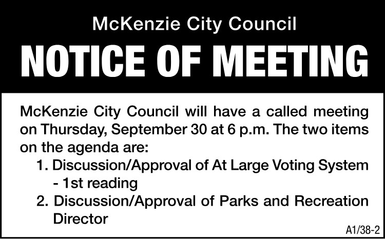 McKenzie City Council Meeting