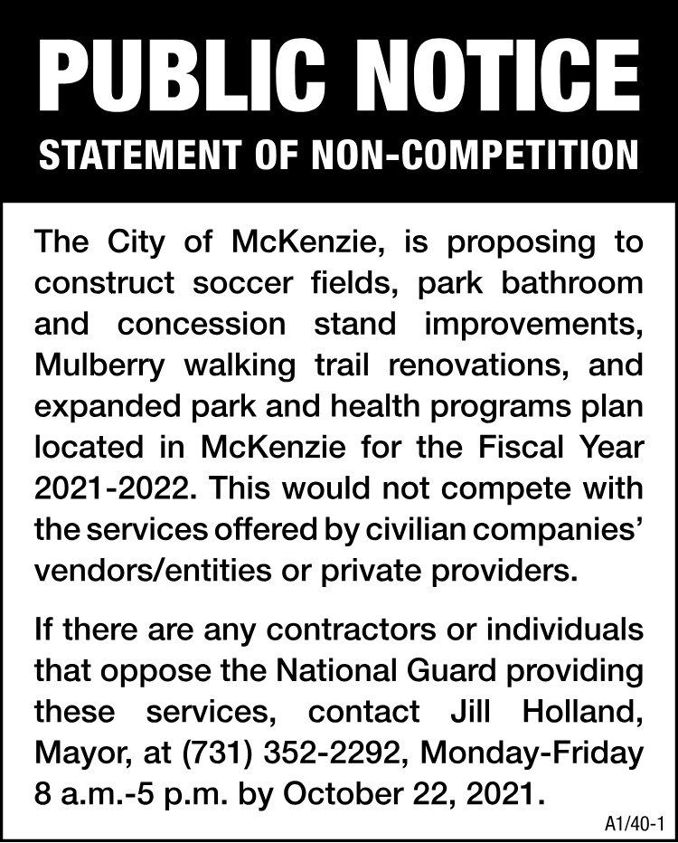 Public Notice - Statement of Non-Competition