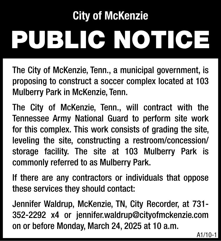 Public Notice - McKenzie Soccer Complex