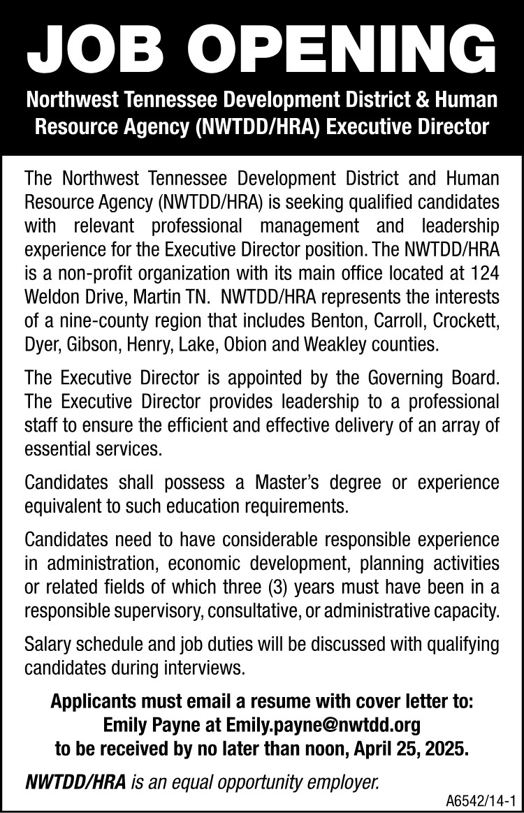 NWTN Human Resource Agency - Job Opening