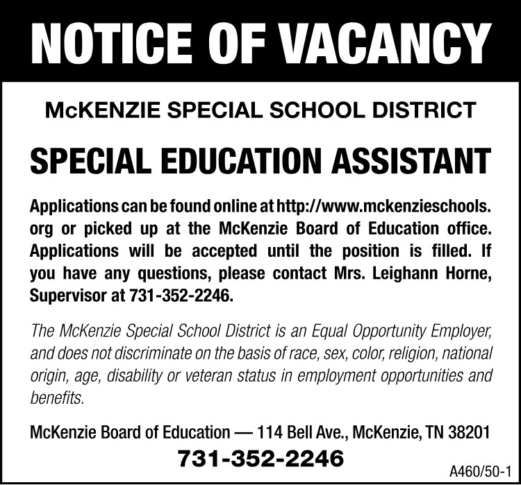 MSSD Vacancy - Special Education Assistant