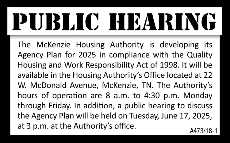 Public Hearing - McKenzie Housing Authority