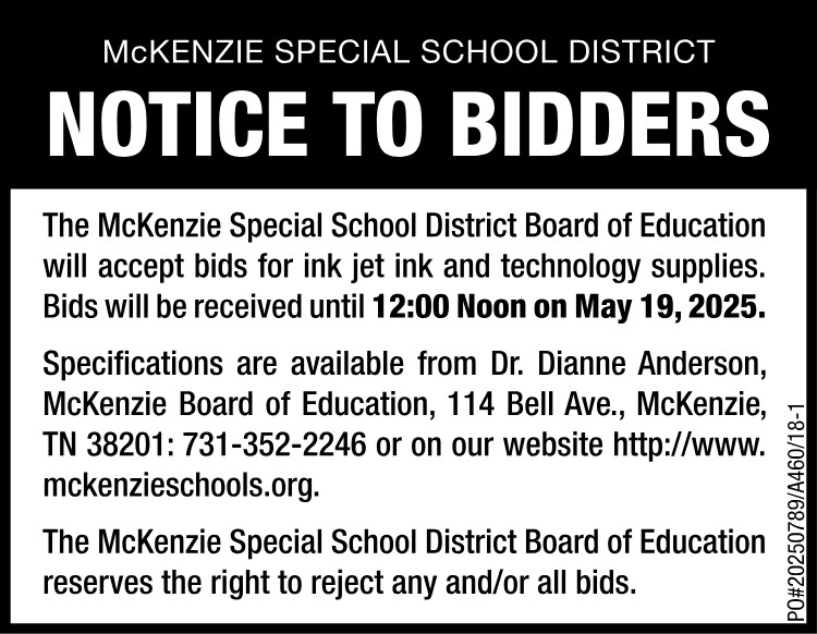 Notice to Bidders - MSSD Ink & Tech Supplies