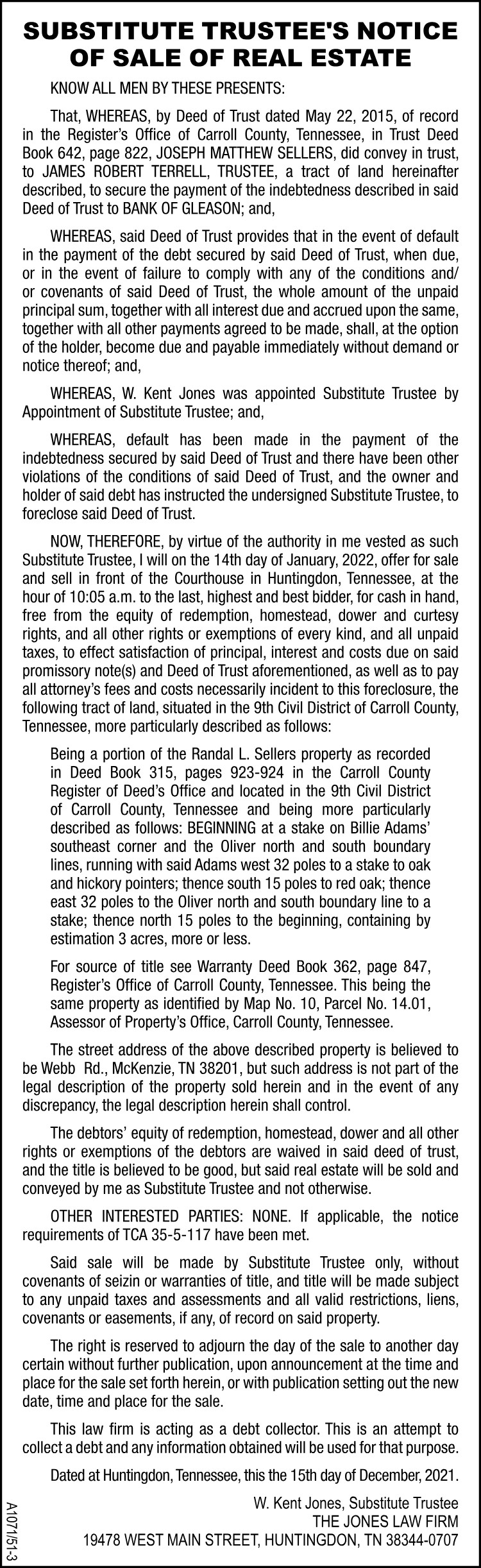 Substitute Trustee Sale - TERRELL