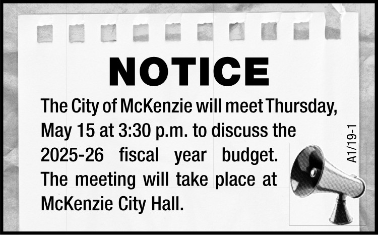 Public Notice - McKenzie Budget Meeting