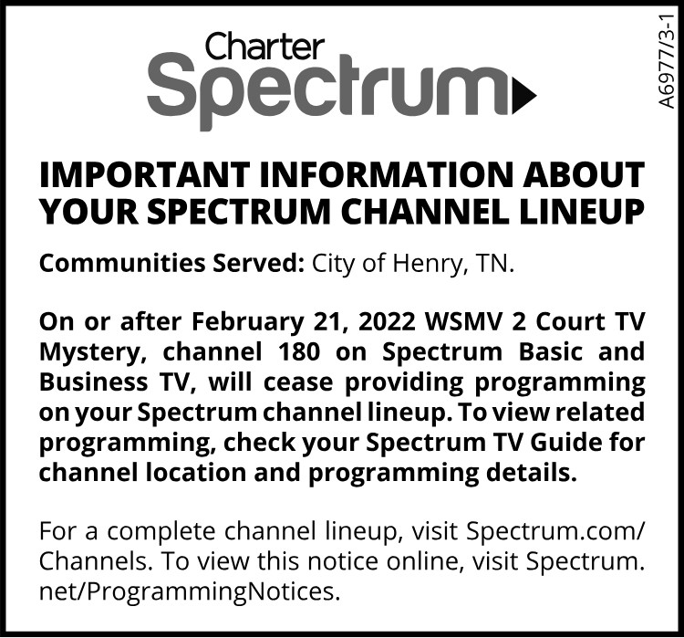 Charter Spectrum - Channel Lineup Change