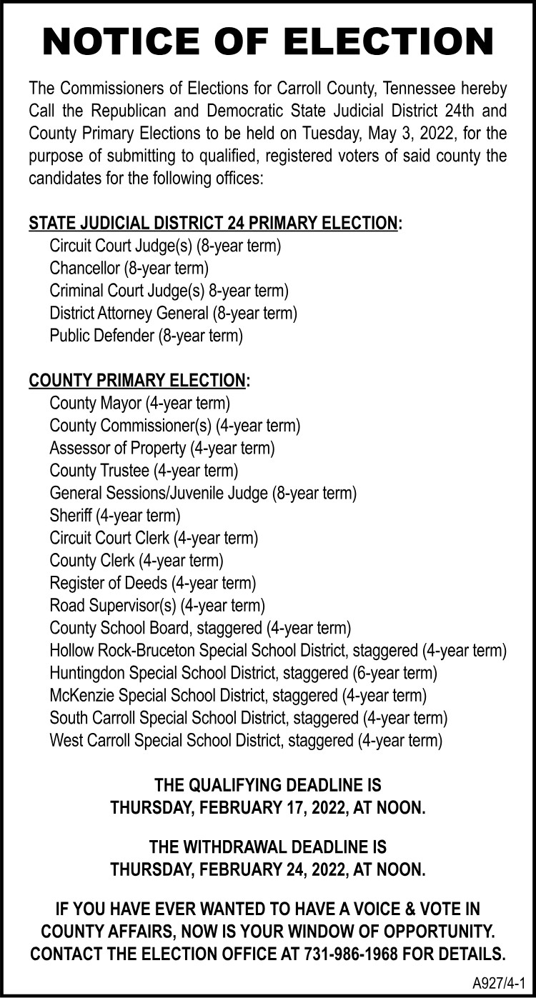Notice of Election