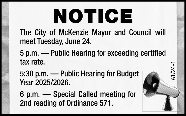 Public Notice - McKenzie Council Meeting