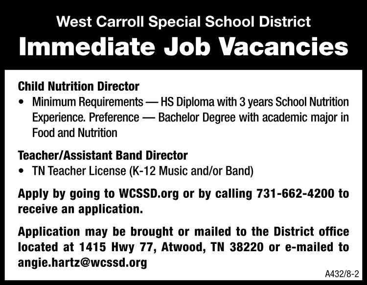 West Carroll School - Job Vacancies