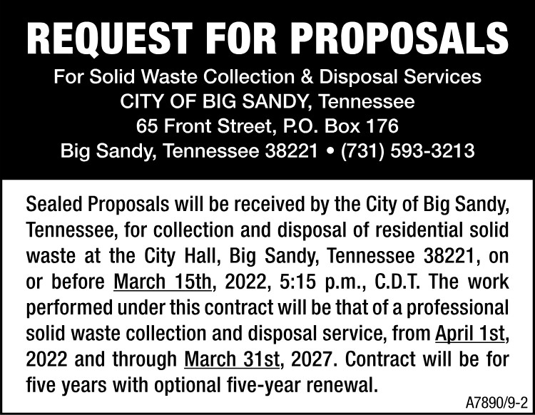 Request for Proposals - Big Sandy Solid Waste