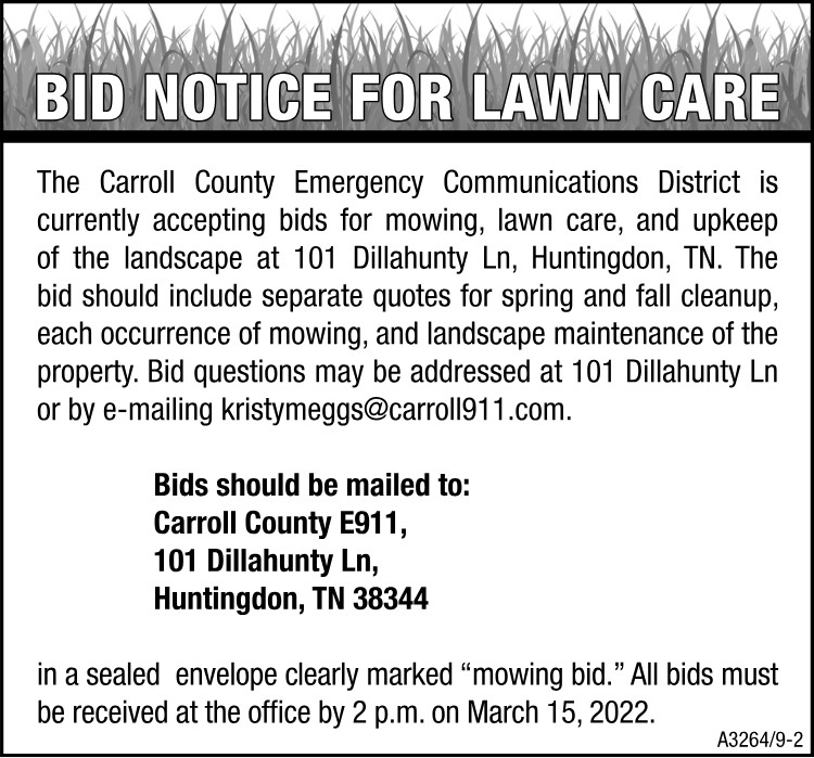Carroll County Emergency - Accepting Bids for Mowing