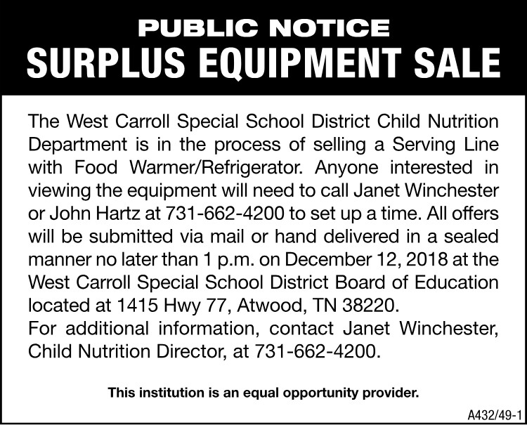 West Carroll Surplus Equipment Sale