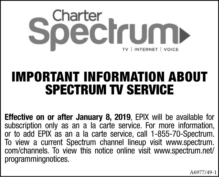 Charter Spectrum TV SERVICE NOTICE