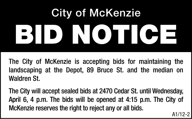 Bid Notice - McKenzie Depot Landscaping