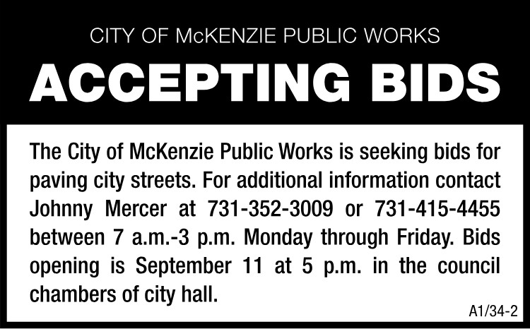 McKenzie Public Works - Paving Bids