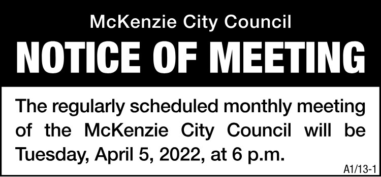 City of McKenzie Council Meeting
