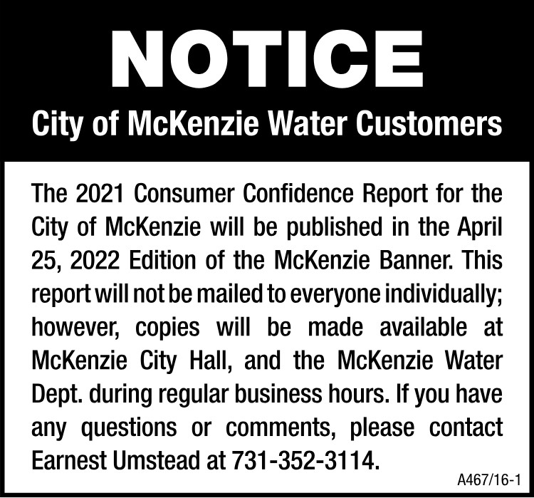 NOTICE McKenzie Water Customers