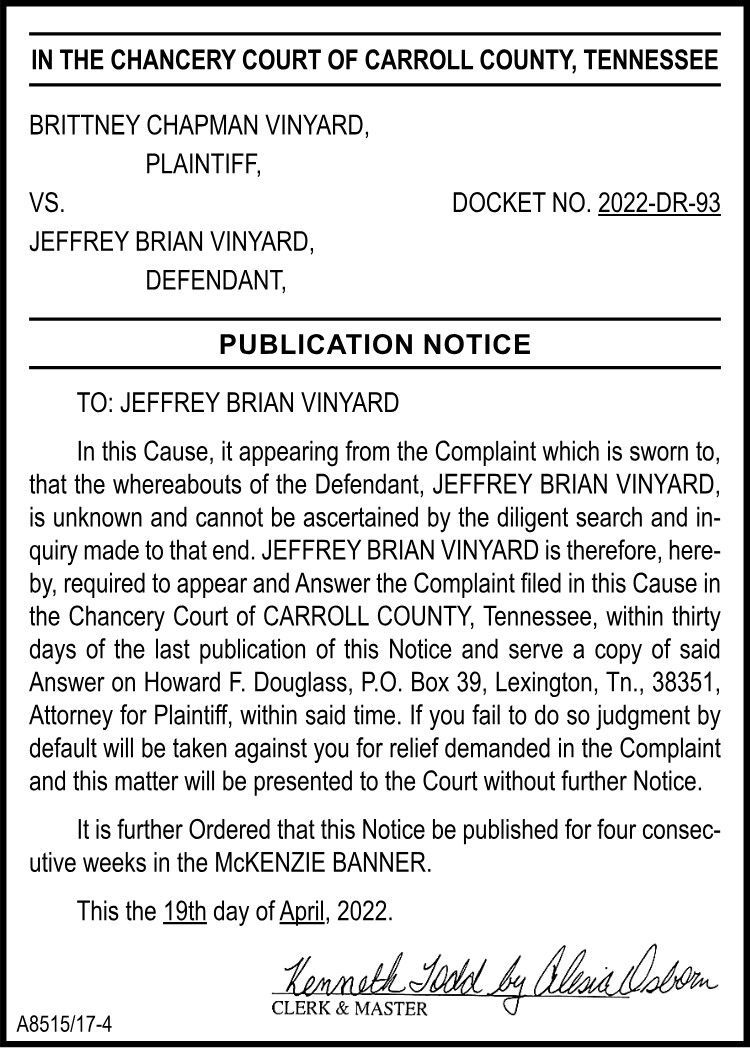 Publication Notice - VINYARD